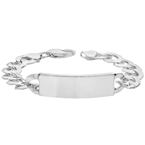 Silver Mens' Flat Open Curb Id Bracelet 31.02g